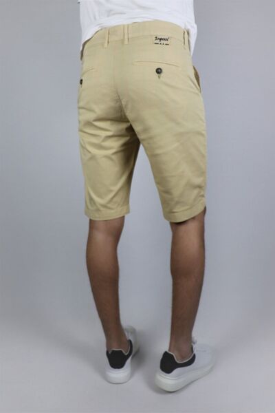 inpool Ανδρικό κέντημα με λεπτομέρεια μπεζ σορτς