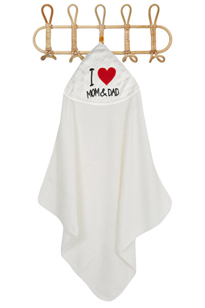 Baby Shez منشفة حمام مطرزة للأطفال حديثي الولادة مصنوعة من القطن بنسبة 100%، كريم للأم والأب