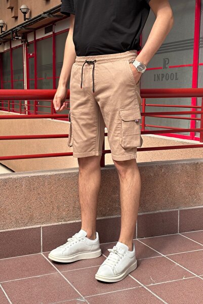 inpool Erkek Beli Bağcıklı Kargo Cep Şort
