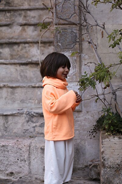 Catz Kids Cream Combed Cotton Shalwar + Orange Neon Asymmetrical Sweat + Neck Collar