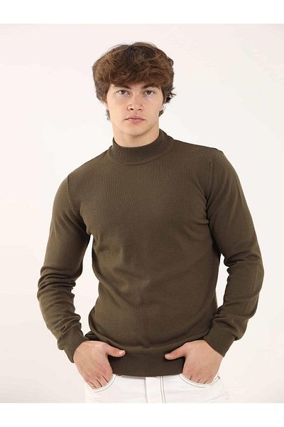Dufy Tricotaj pentru bărbați, slim fit, drept, clasic, cu jumătate de gât - 91087