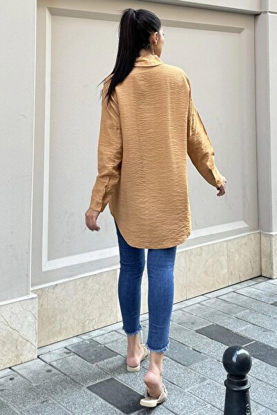 NEW LAVİVA Πέτρα Καφέ Λινό Πέτρα Κλασικό Πουκάμισο