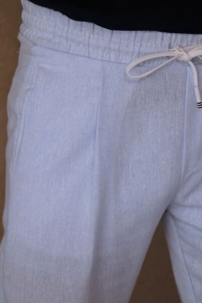 inpool Чоловічі бавовняні штани з детальною обробкою на поясі, шнурівкою та гумкою.