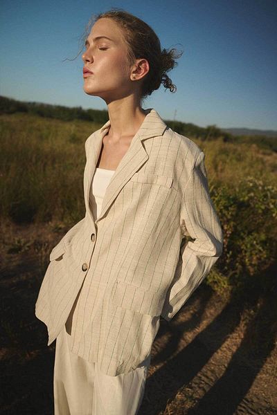 Hooopstore Visolin Striped Blazer - Natural