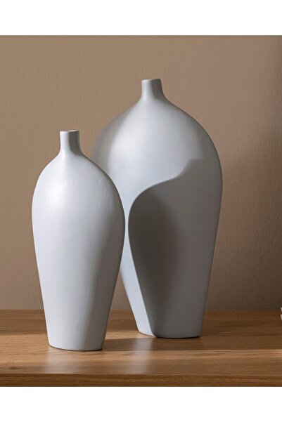 TROVE طقم مزهرية سيراميك غير متماثلة (رمادي فاتح)