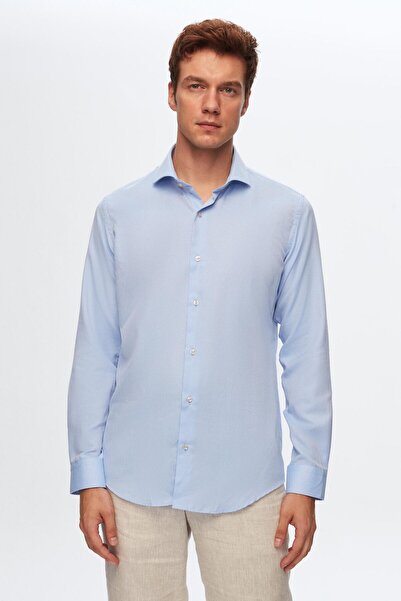 D'S Damat Ds Damat Slim Fit Синій італійський комір з рукавами, довгі рукави,...