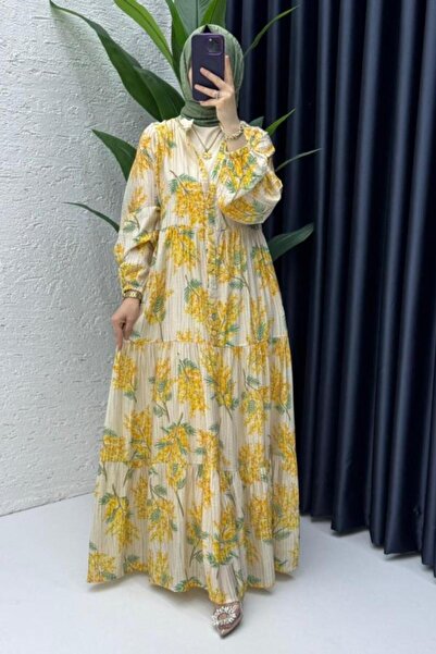 Genel Markalar Tesettür Ince Pamuk Vual Salaş Battal Elbise 42/46 Beden Uyumlu