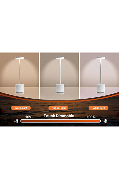 Generic 3600mAh Rechargeable Cordless Desk Lamp, Portable Metal White Desk Lamp.