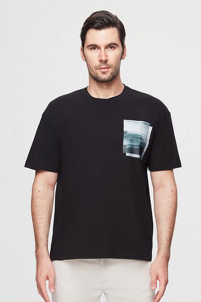 Twn Oversize Black Printed 100% Cotton T-Shirt