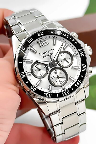 Ferrucci Function Erkek Kol Saati Çelik Kordon Çelik Kasa Gümüş-Beyaz zmfer047