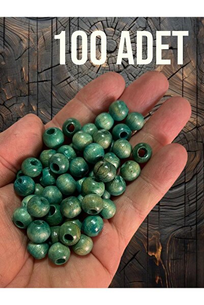 Bluenish 100 bucăți mărgele din lemn 10 mm