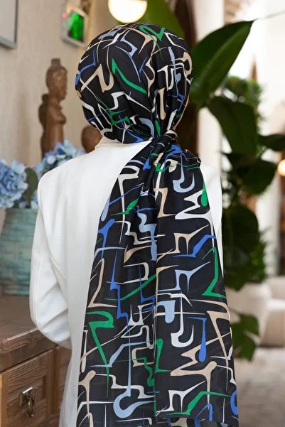 Vissona 100% Silk Striped Patterned Emerald Green - Saks Color Shawl