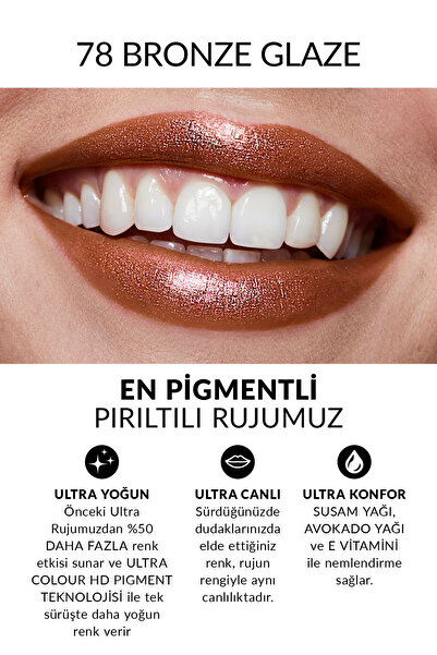 AVON Ultra Shimmer Pırıltılı Ruj Bronze Glaze 2'li + Lovider Cep Aynası