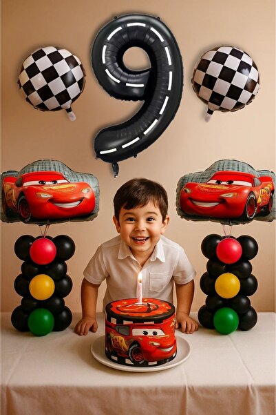 PARTİAVM مجموعة بالونات سيارات سباق سيارات بعمر 9 سنوات من Lightning Mcqueen ...