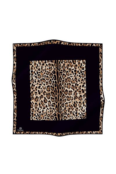 Vissona 100% Twill Silk Leopard Patterned Black Color 90X90 Scarf Sewing Shape: Hand Sewing