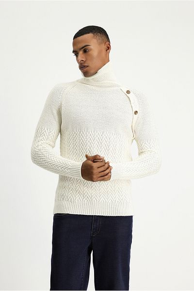 Kiğılı Turtleneck Slim Fit Slim Fit Patterned Wool Knitwear Sweater