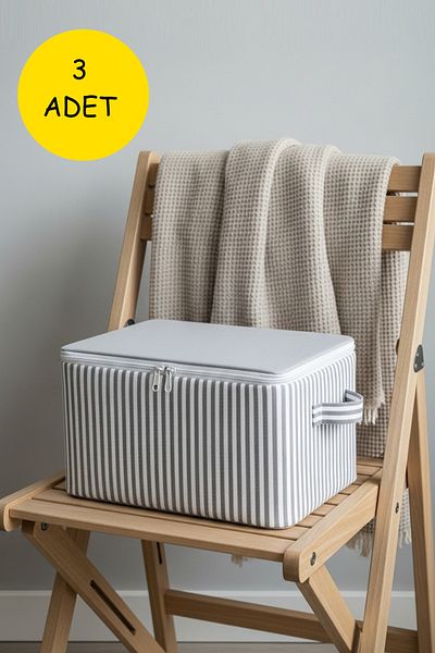 Paris Home 3 Pieces Under Base Storage, Under Base Organizer Storage, Pillow, Quilt Clothing Storage 30x22x18 Cm