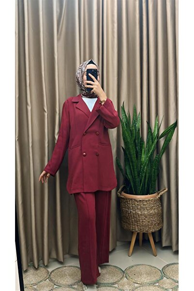 MERVE TESETTÜR Ceketli Takım Bordo