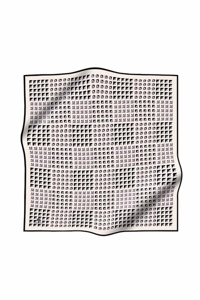 Vissona Rochie albă și neagră 90x90 cu modele geometrice - 100% mătase twill, cusut manual