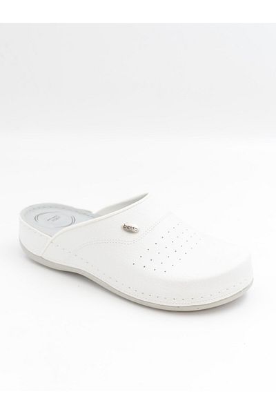 BENTO 52003 White Anatomical Closed Front Men's Sabo Slippers