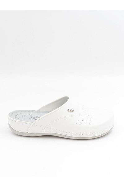 BENTO 52003 White Anatomical Closed Front Men's Sabo Slippers