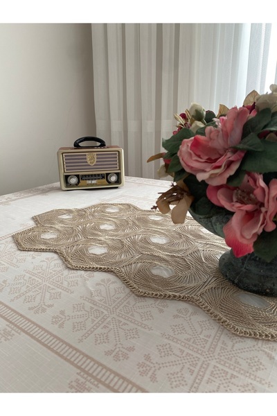 Lavanderi French Lace One Piece Runner, Table & Coffee Table Cover, Dowery Runner 115X35 cm