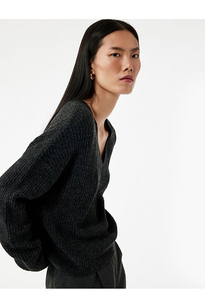 Koton Long Sleeve V Neck Knit Sweater