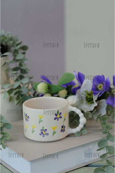 terraco ceramic كوب سيراميك مصنوع يدويًا بنمط زهرة