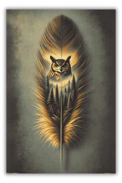 The Reef Design Baykuş Desenli Halı Kuş Tüyü Desenli Puslu Orman Temalı Halı Vahşi Doğa Temalı Diital Baskılı Halı