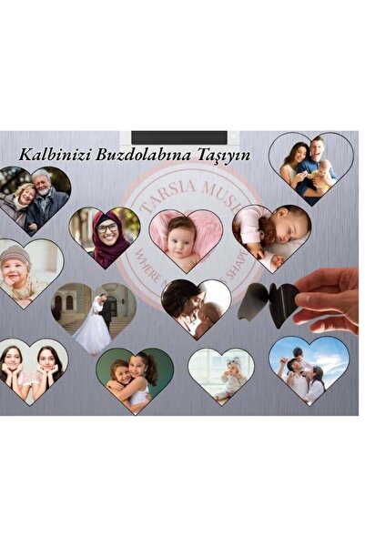 Tarsia Muse Kişiye Özel Fotoğraflı anı Kalp Magnet 20’li Set - 7x8cm Hatıra v...