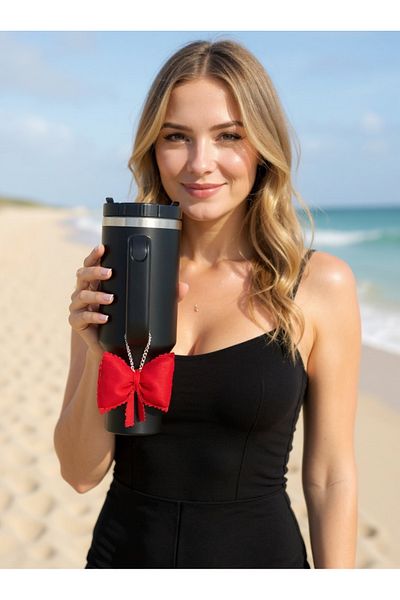 JACA Thermos Charm / Tumbler Charm / Fabric Bow Bag Ornament / Thermos Ornament / Thermos Accessory