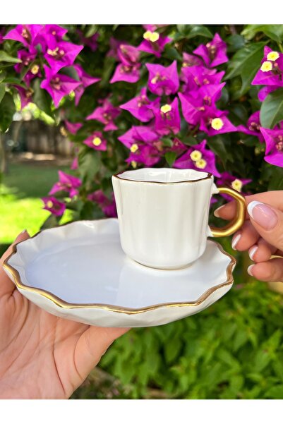 MAMALİZA طقم من 6 فناجين قهوة تركية من السيراميك. كوب 90 مل.