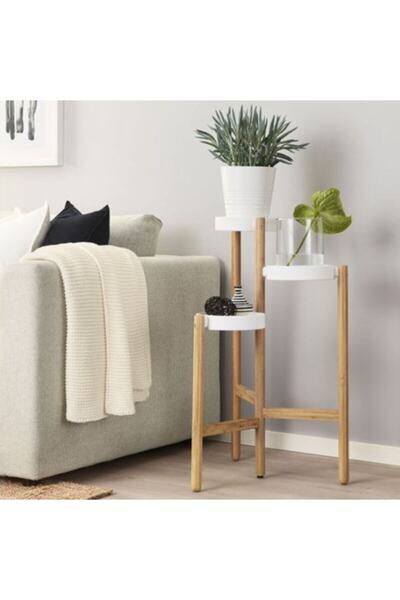 IKEA Bamboo and White Floral Satsumas 78cm Flower Pot