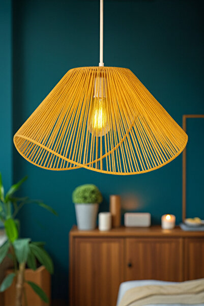 Bubihome Elysia Doğal Rafya El Yapımı Sarkıt Avize | Bohem & Minimalist Tarz Hasır Avize