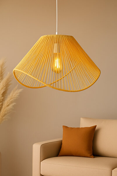 Bubihome Elysia Doğal Rafya El Yapımı Sarkıt Avize | Bohem & Minimalist Tarz Hasır Avize