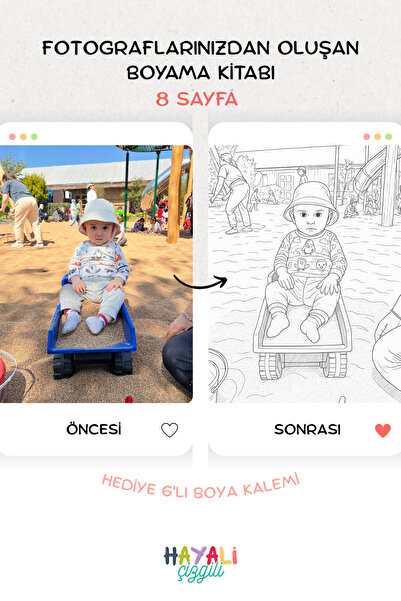 Hayali Çizgili 8 Fotoğraf , Özel Tasarım Boyama Kitabı , Her Yaşa Özel , Çocu...