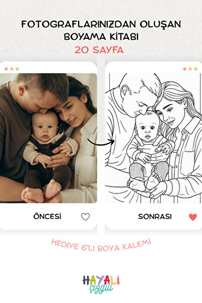 Hayali Çizgili 20 Fotoğraf , Özel Tasarım Boyama Kitabı , Her Yaşa Özel , Çoc...