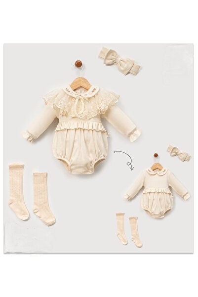 Cherub Baby Çıkarılabilir Dantel Yaka Çoraplı Romper Body Zıbın Elbise
