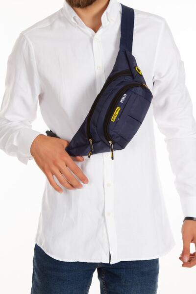 Newish Polo Curea încrucișată impermeabilă, unisex, albastru bleumarin, cu pr...