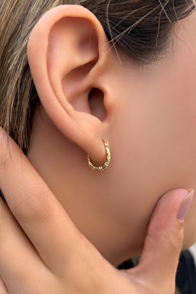 Altınaşkı Desenli Damla Altın Küpe