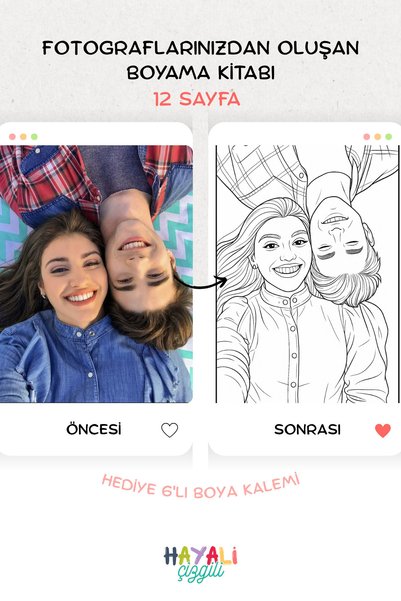 Hayali Çizgili 12 Photos, Special Design Coloring Book, Special for Every Age, Child Development, Birthday, Gift