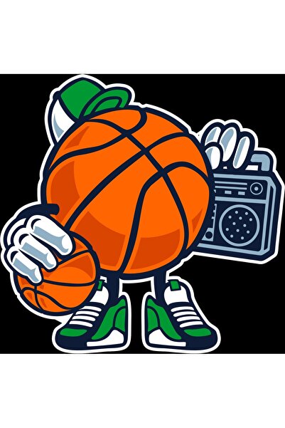 Reysa Tasarım ملصق كرة السلة للاستماع إلى الراديو مقاس 10 × 10 سم ملصق ملون