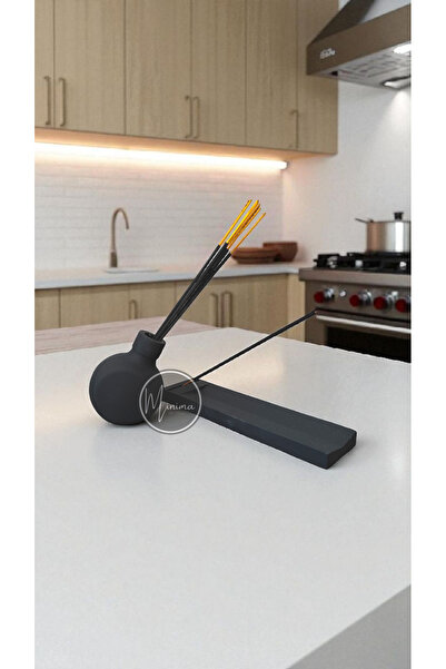 Minima Art Studio Siyah İksir Şişesi Formunda Tütsü Çubukluk & Tütsü Kayığı Seti