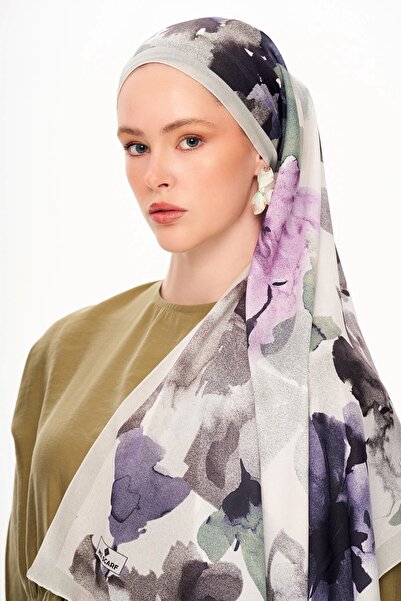 MOISCARF Brume d'Amour șal cu model din mătase franceză violet