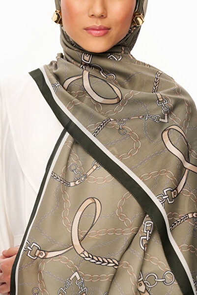 MOISCARF Cote D'Azur Superior Soft Chain Patterned Shawl Khaki