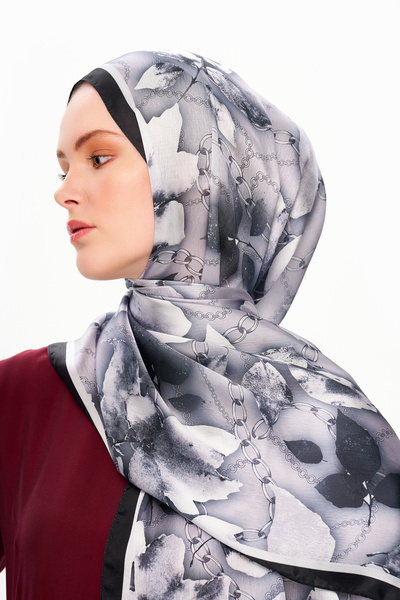 MOISCARF PAISLEY SHADOW șal superior moale cu model etnic, antracit închis