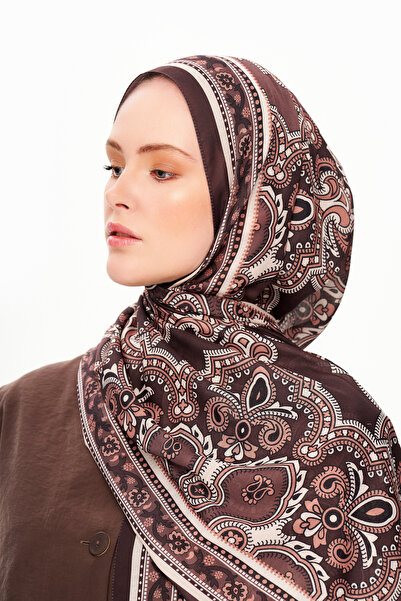 MOISCARF PAİSLEY SHADOW Superior Soft Etnik Desenli Şal Acı kahve