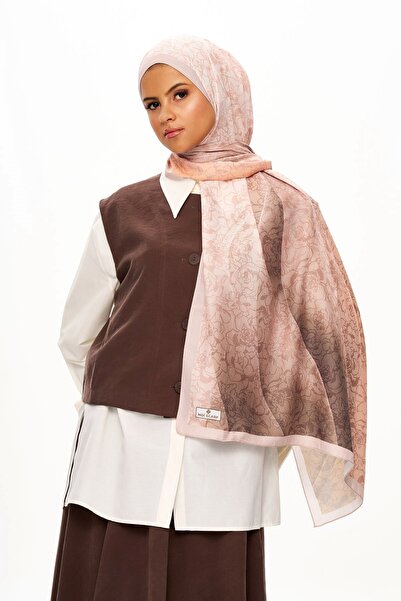 MOISCARF Σάλι με σχέδιο Echo d'Orient Zero Weight Ανοιχτό καφέ