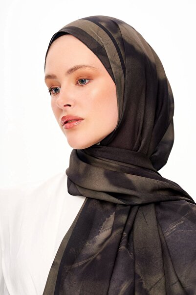 MOISCARF Souffle Du Matin French Silk Patterned Shawl Dark Anthracite