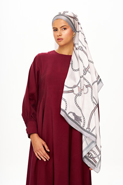 MOISCARF Mystique Violet Refined Jan Jan Chain Patterned Shawl Light Gray